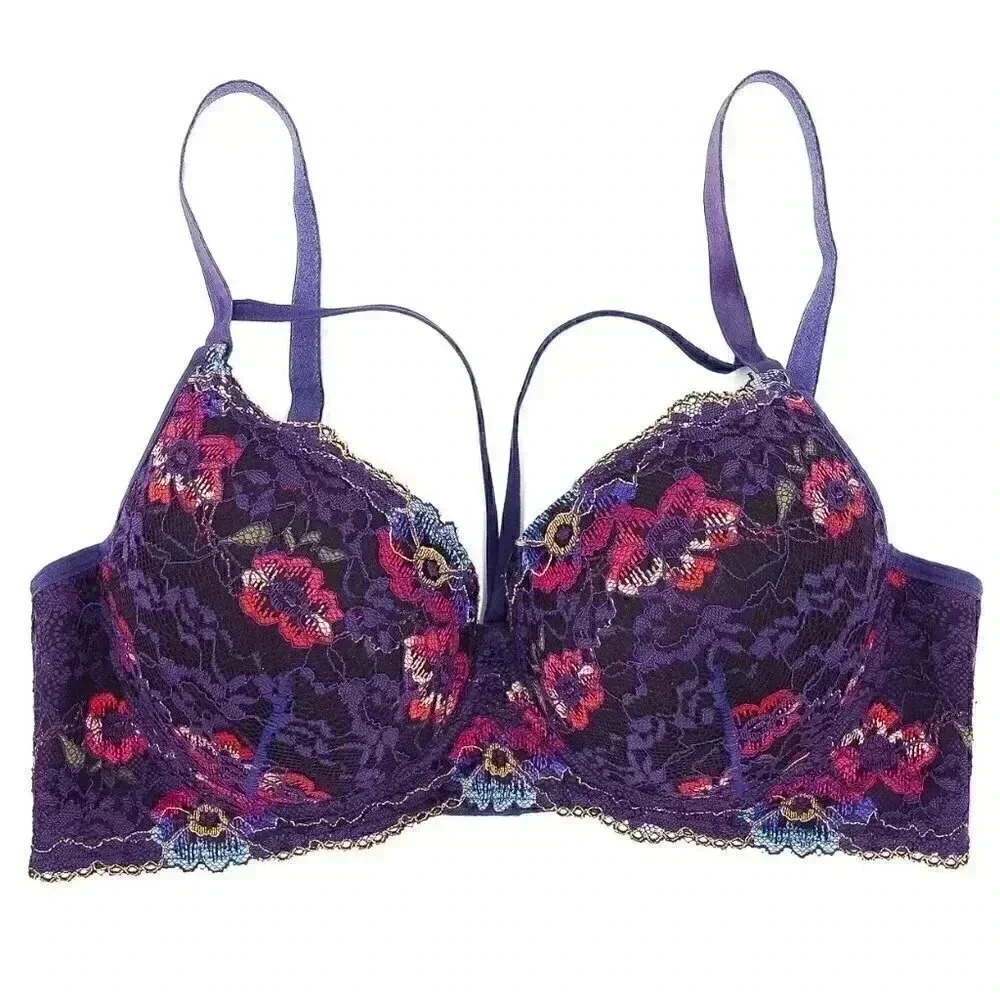 Floral Lace Demi Bra Size 36C Sexy‎ Lingerie Summer Adjustable Bra Honey Moon